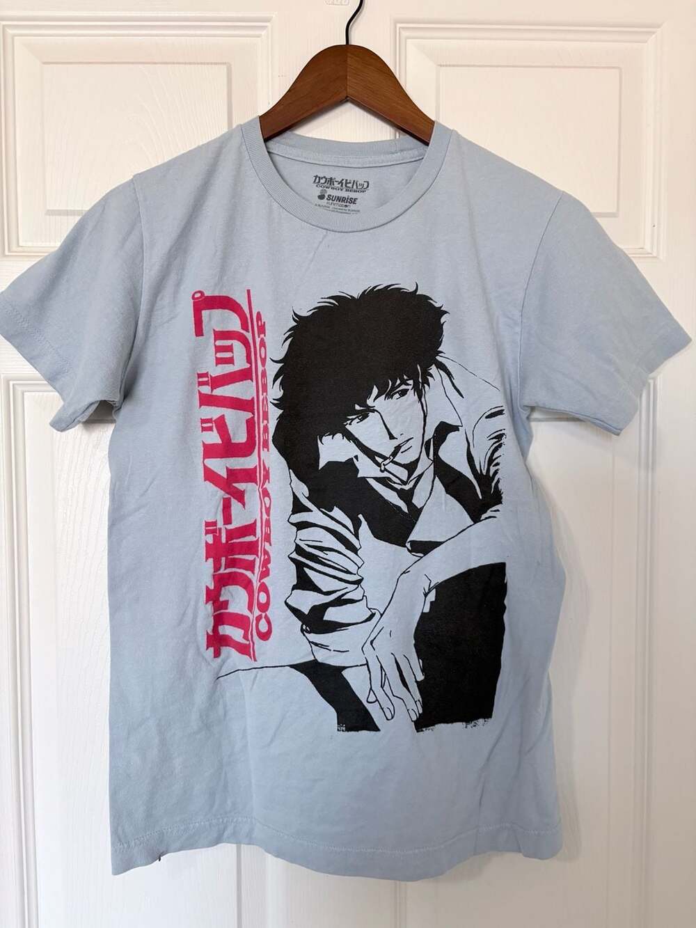 Cowboy Bebop Spike Spiegel T-Shirt Size S Light Blue Graphic Anime